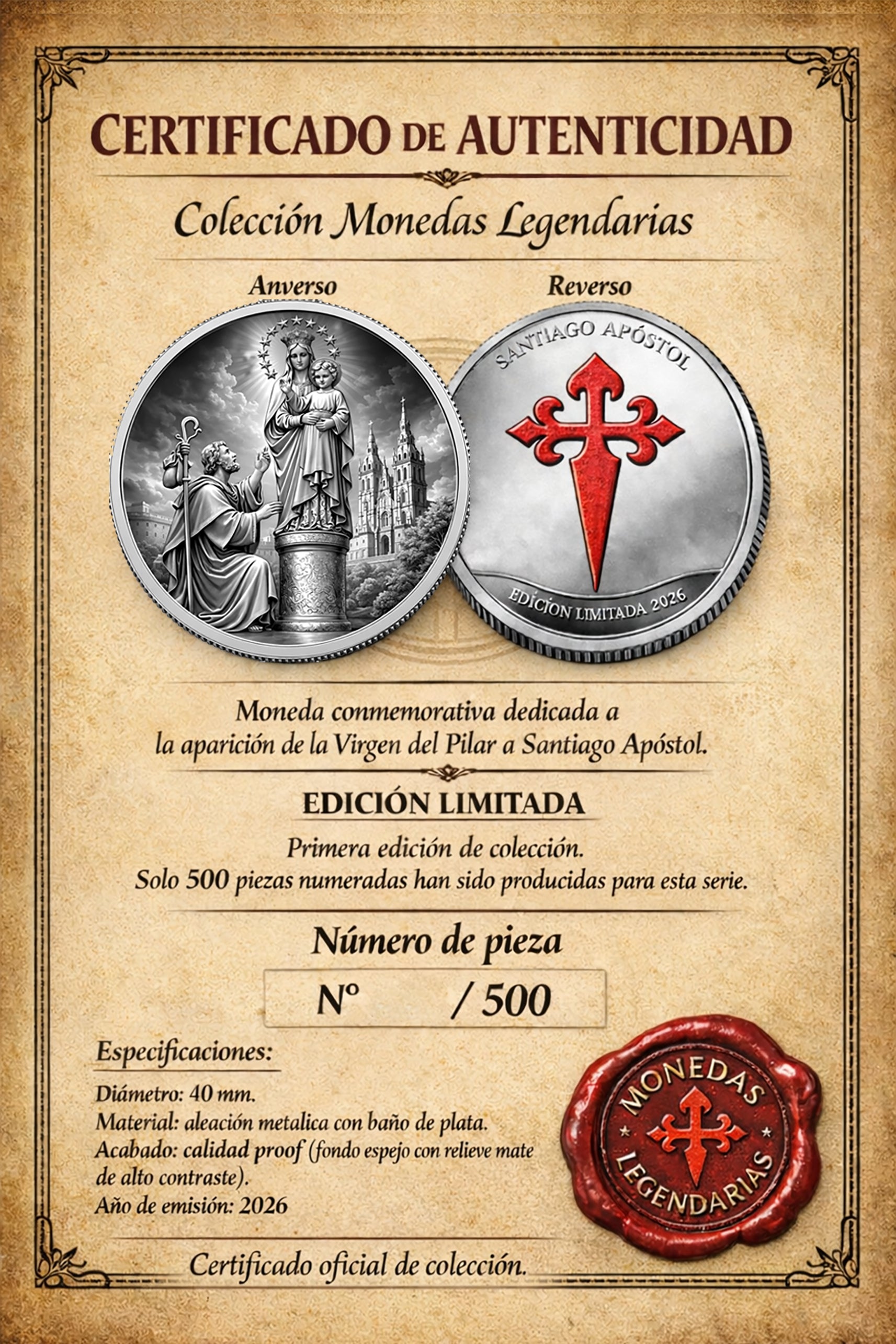 Medalla Conmemorativa Virgen del Pilar y Santiago Apóstol Edición Limitada 2026